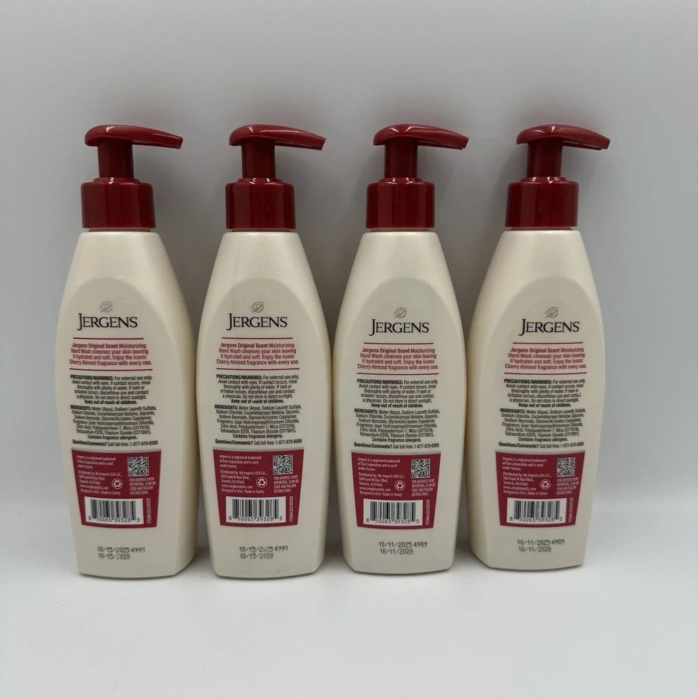 (4) JERGENS Moisturizing Hand‎ Wash Soap Original Scent Cherry Almond 8.45 oz Ea